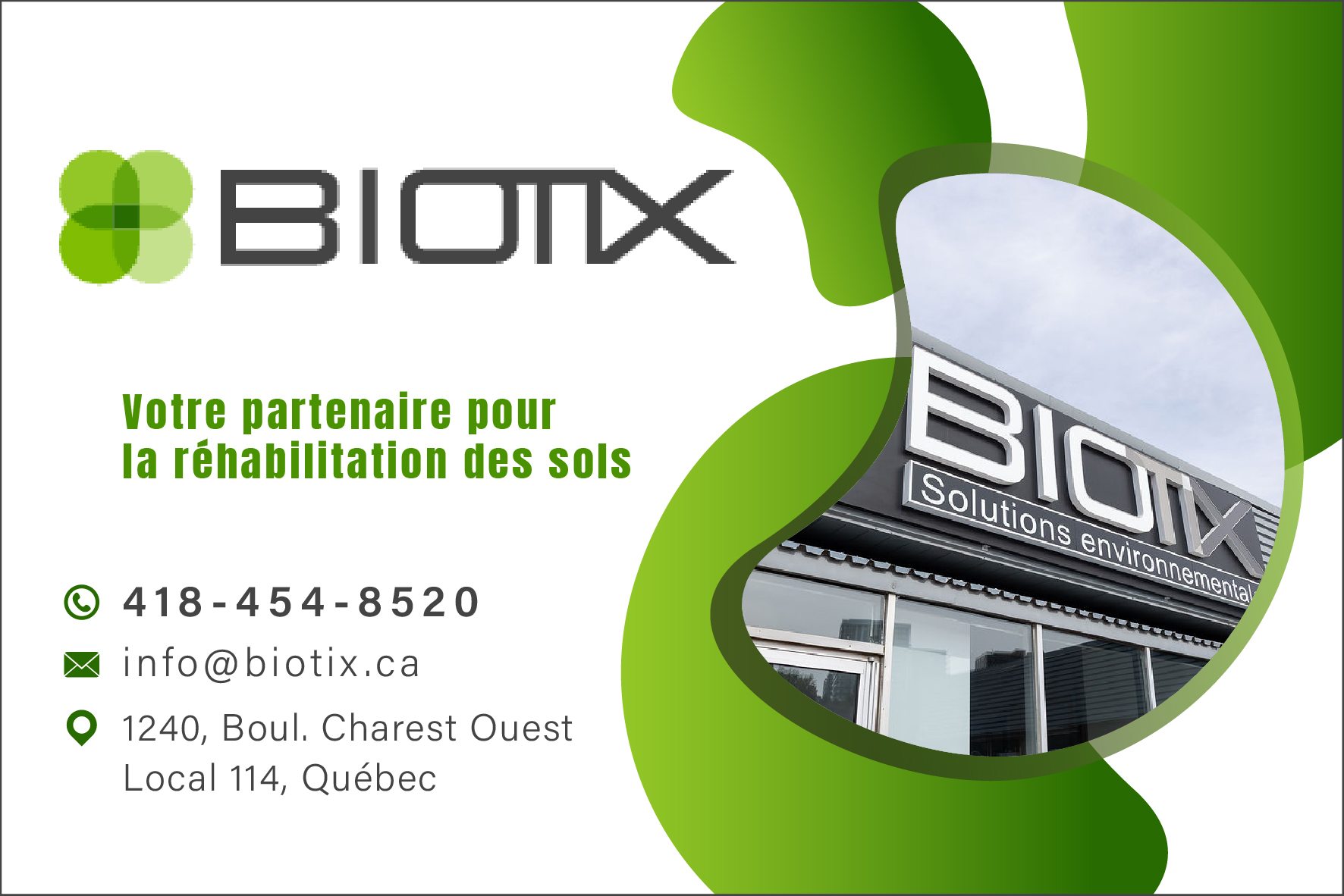 Carte de visite recto de BIOTIX INC