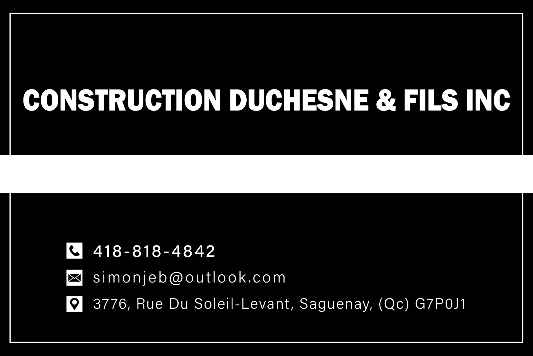 Carte de visite recto de CONSTRUCTION DUCHESNE & FILS INC