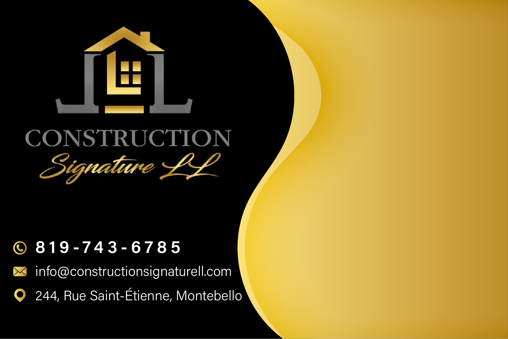 Carte de visite recto de CONSTRUCTION SIGNATURE LL INC