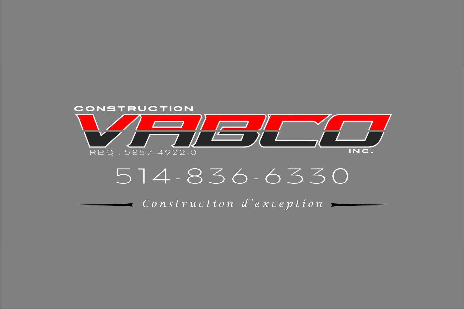 Carte de visite verso de CONSTRUCTION VABCO INC