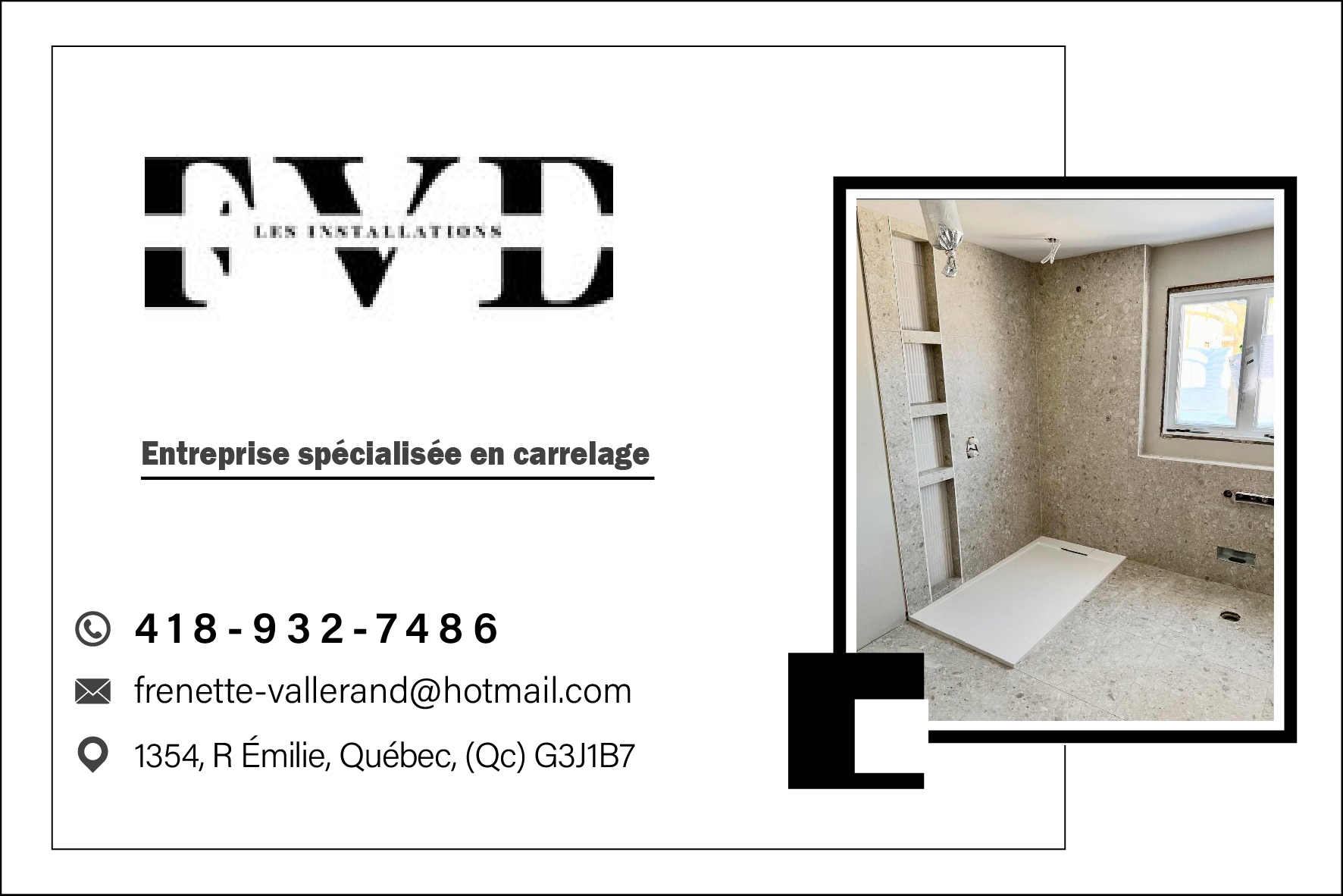 Carte de visite recto de INSTALLATION FVD S.E.N.C