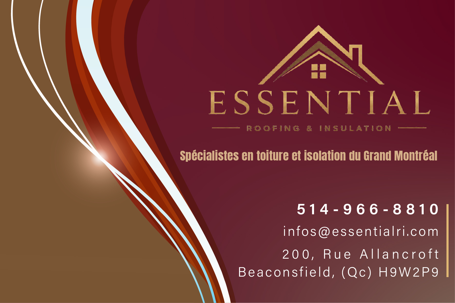 Carte de visite recto de TOITURES & ISOLATION ESSENTIELLES INC